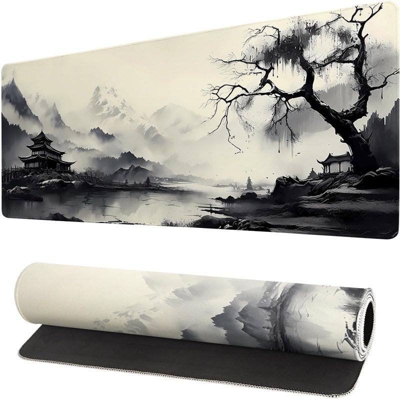 Brecoy Gaming Mouse Pad Desk Pad,Extended Big Mouse Pad,31.5x11.8 Inch Long Computer Keyboard Mouse Mat Mousepad with 3mm Non-Slip Base and Stitched Edge for Gaming and Office… (wash painting2) - Image 1